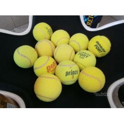 12 palline da tennis e porta palline