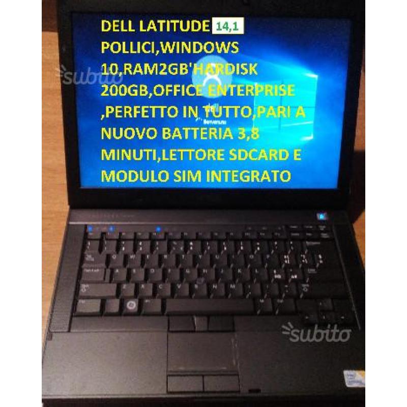 Dell e6400 14,1 windows 10 200 gb h.d. ram 2 gb