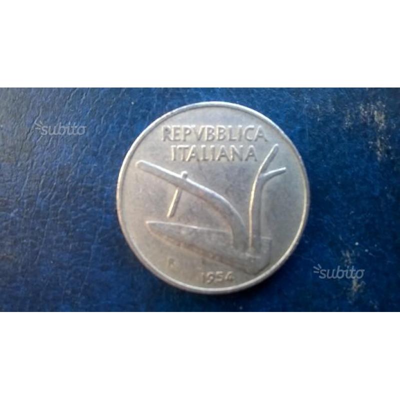 Moneta 10 Lire spiga del 1954 rara,SPL