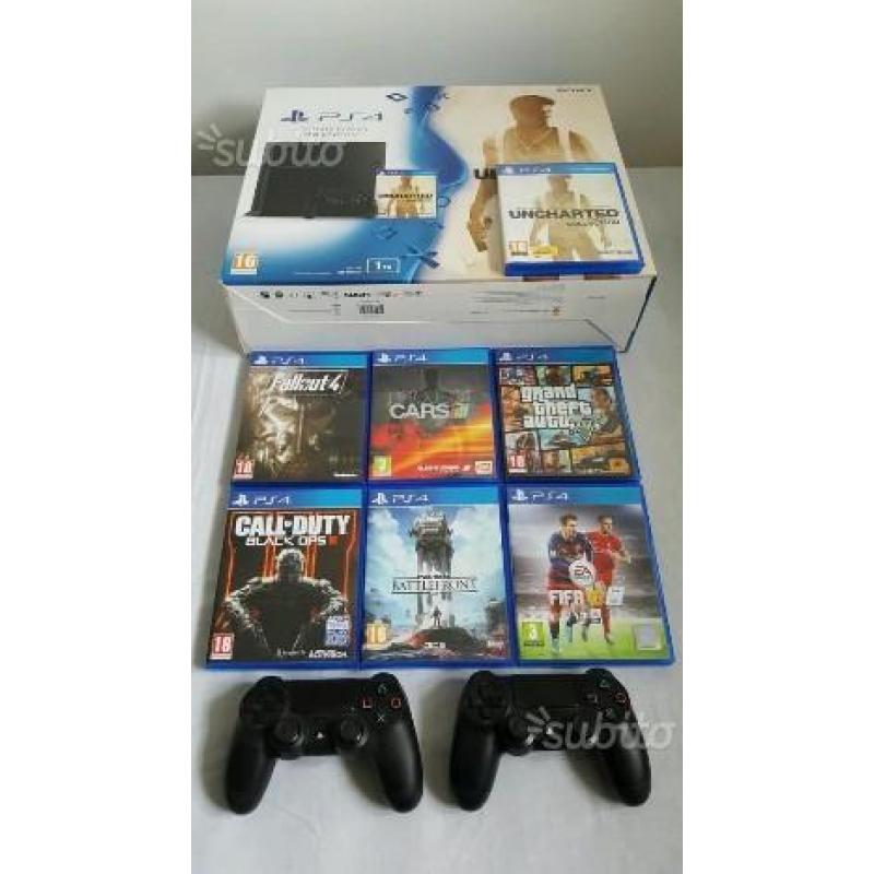 PlayStation 4 1TB Nera + 7 Giochi + 2 Dualshoc