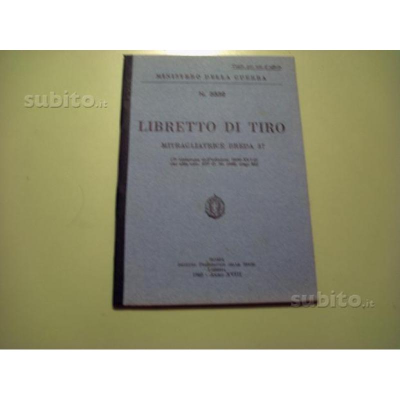 Libretto Mitragliatrice BREDA 37